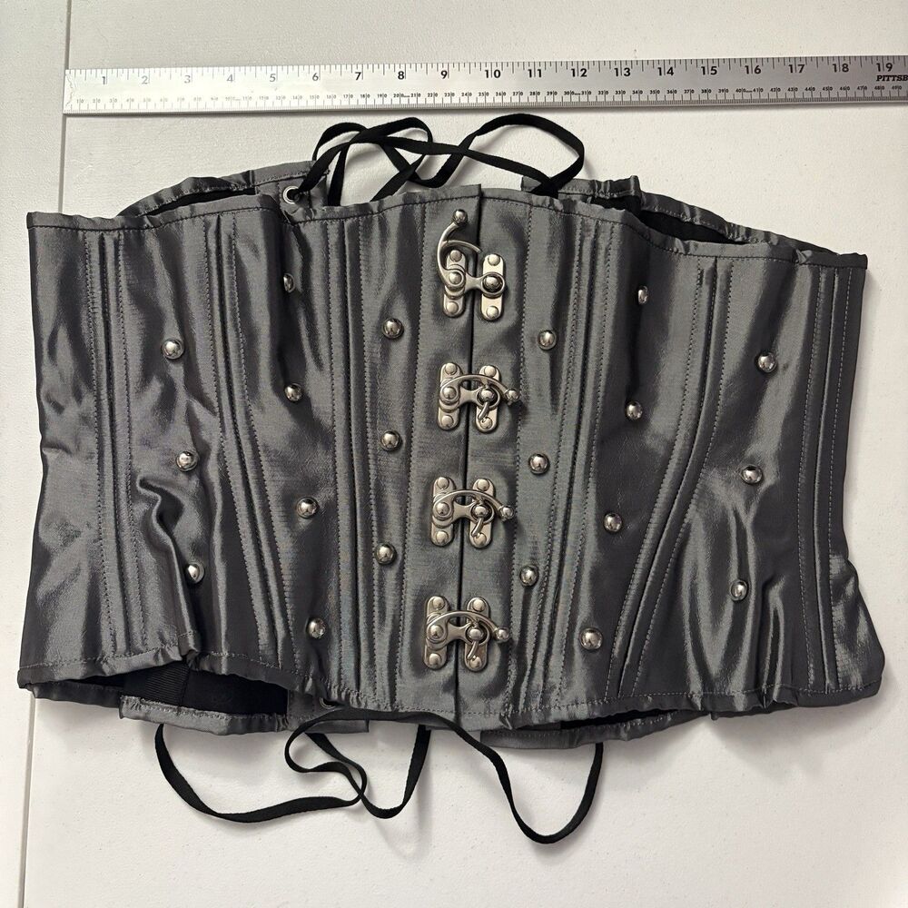 Timeless Trends Corset 32 Steel Grey Underbust Steampunk Gothic Steel Boned